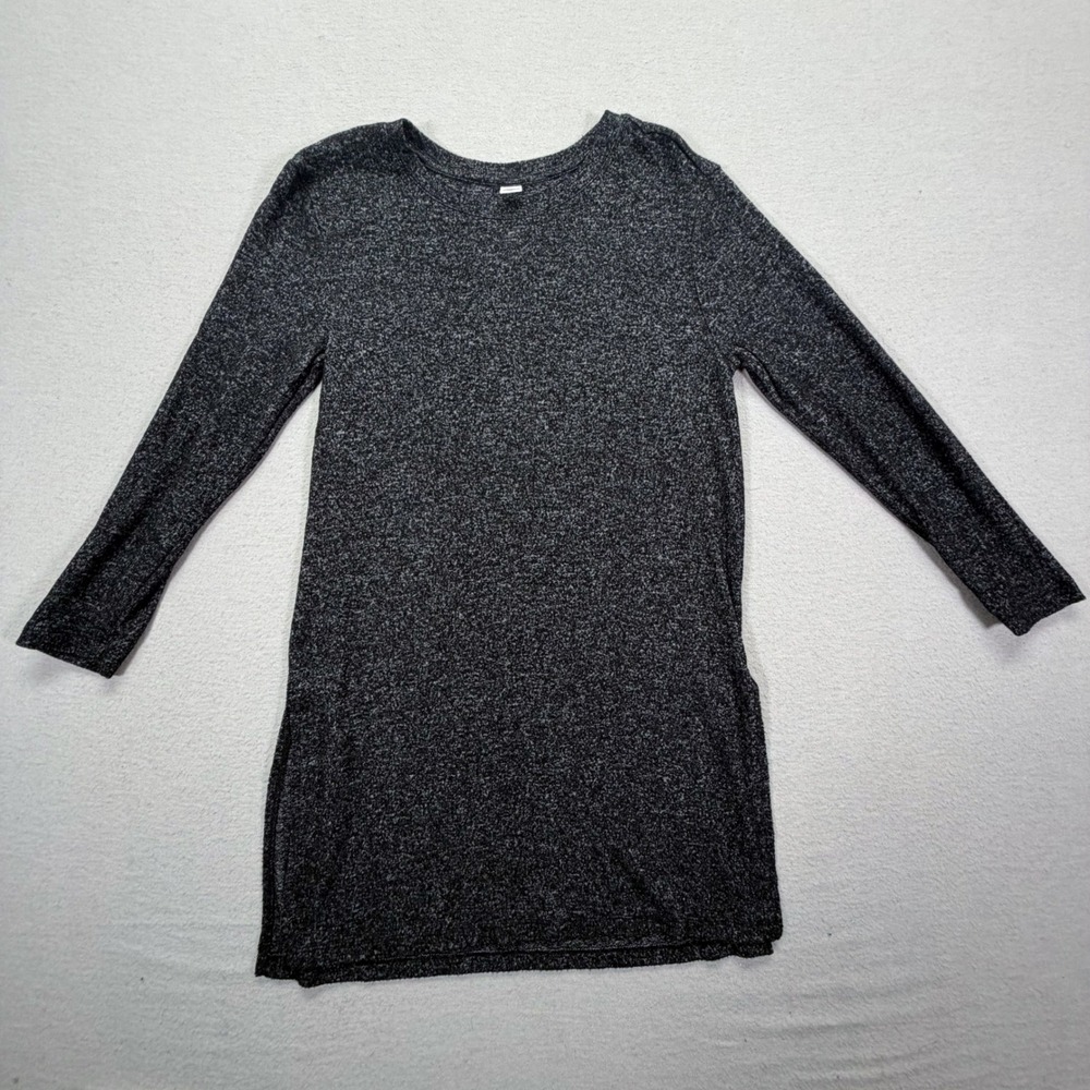 Old Navy Tunic Top Womens XS Good Gray Marled Knit Long Sleeve Crew Neck